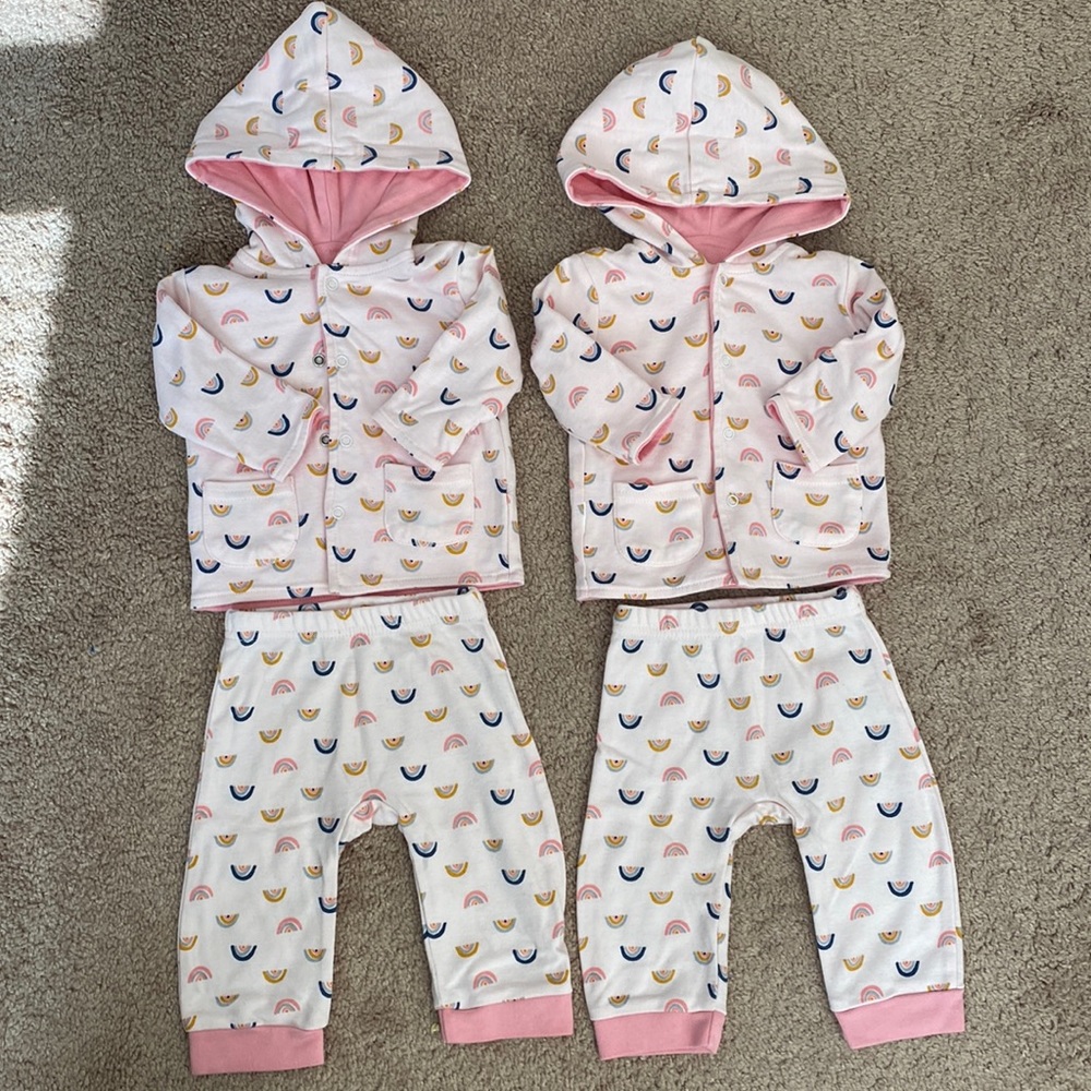 Twin Girls Pink Rainbow Sweatsuits